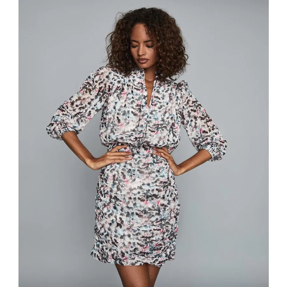 REISS Dakota Floral Printed Dress sz 6 NWT - Picture 2 of 13